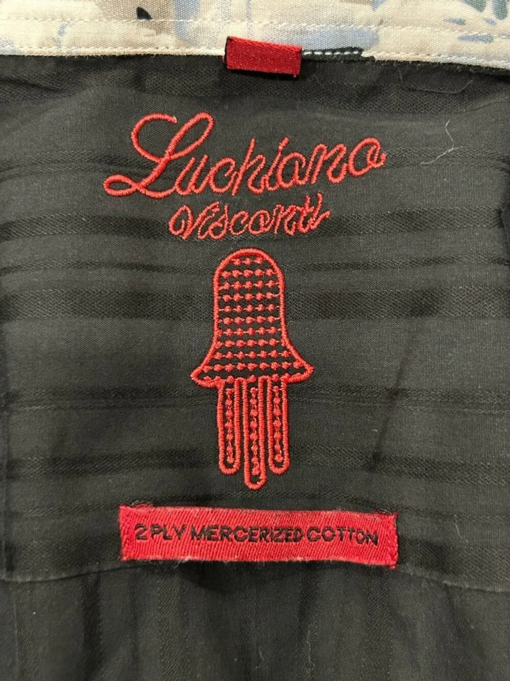 Luchiano Visconti Mens 2XLB Dress Shirt Black Pinstripe Mercerized Cotton Luxury